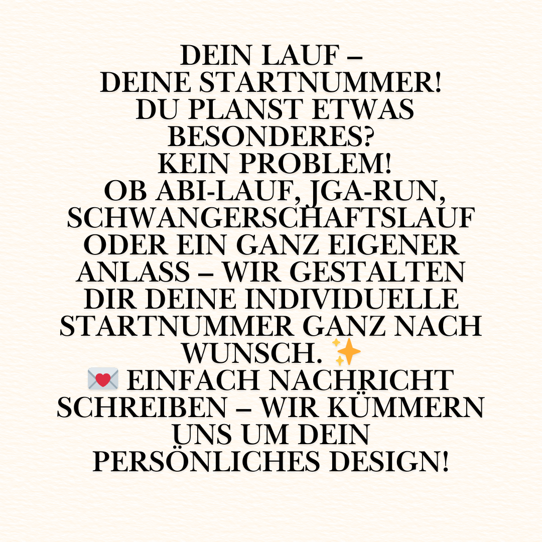 Personalisierte Startnummer für Freundinnenlauf mit Herzmotiv und Datum