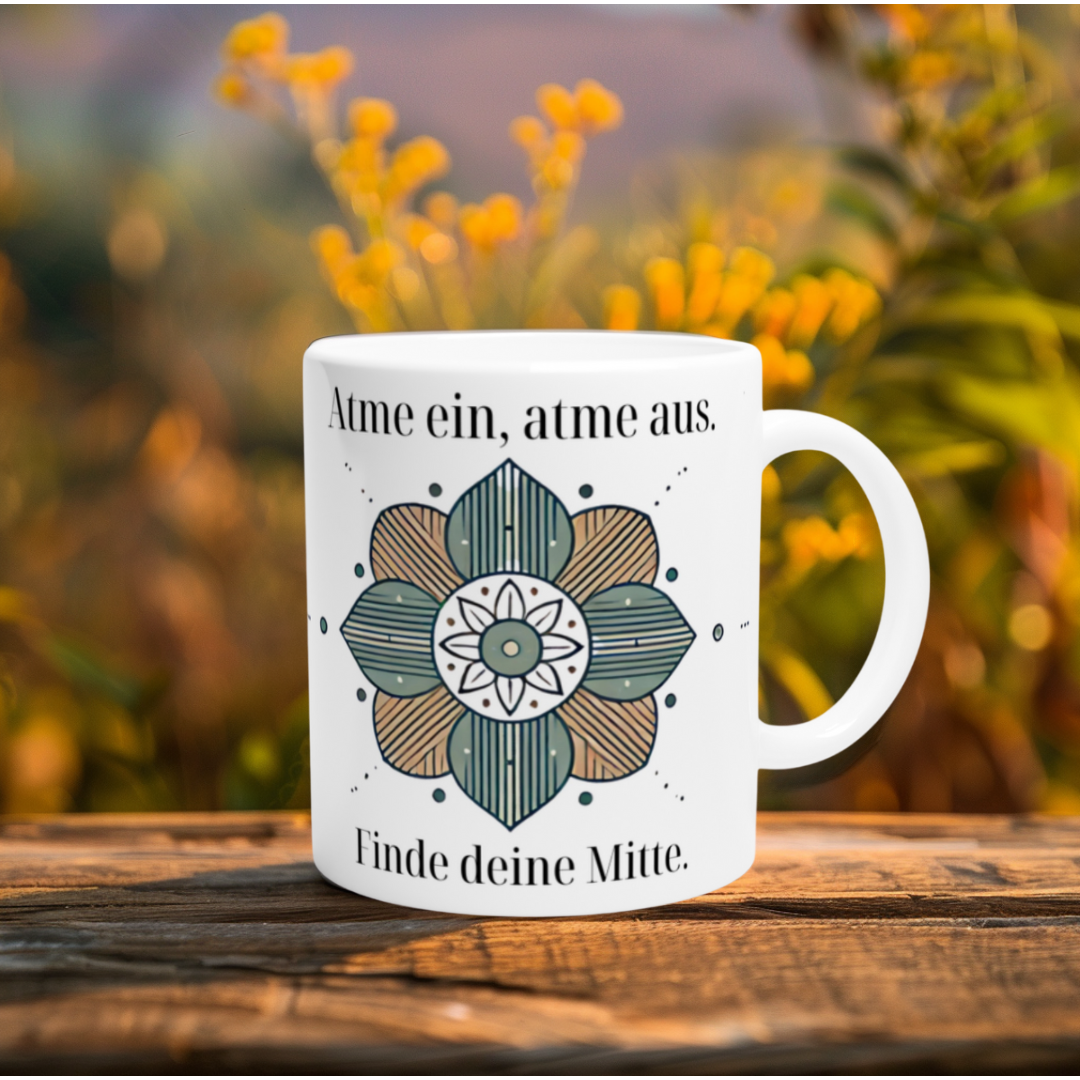 Tasse mit beruhigendem Design und inspirierendem Text – Geschenkidee für spirituelle Frauen

