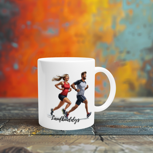 Kaffeetasse mit laufendem Paar – Geschenk für Laufbuddys