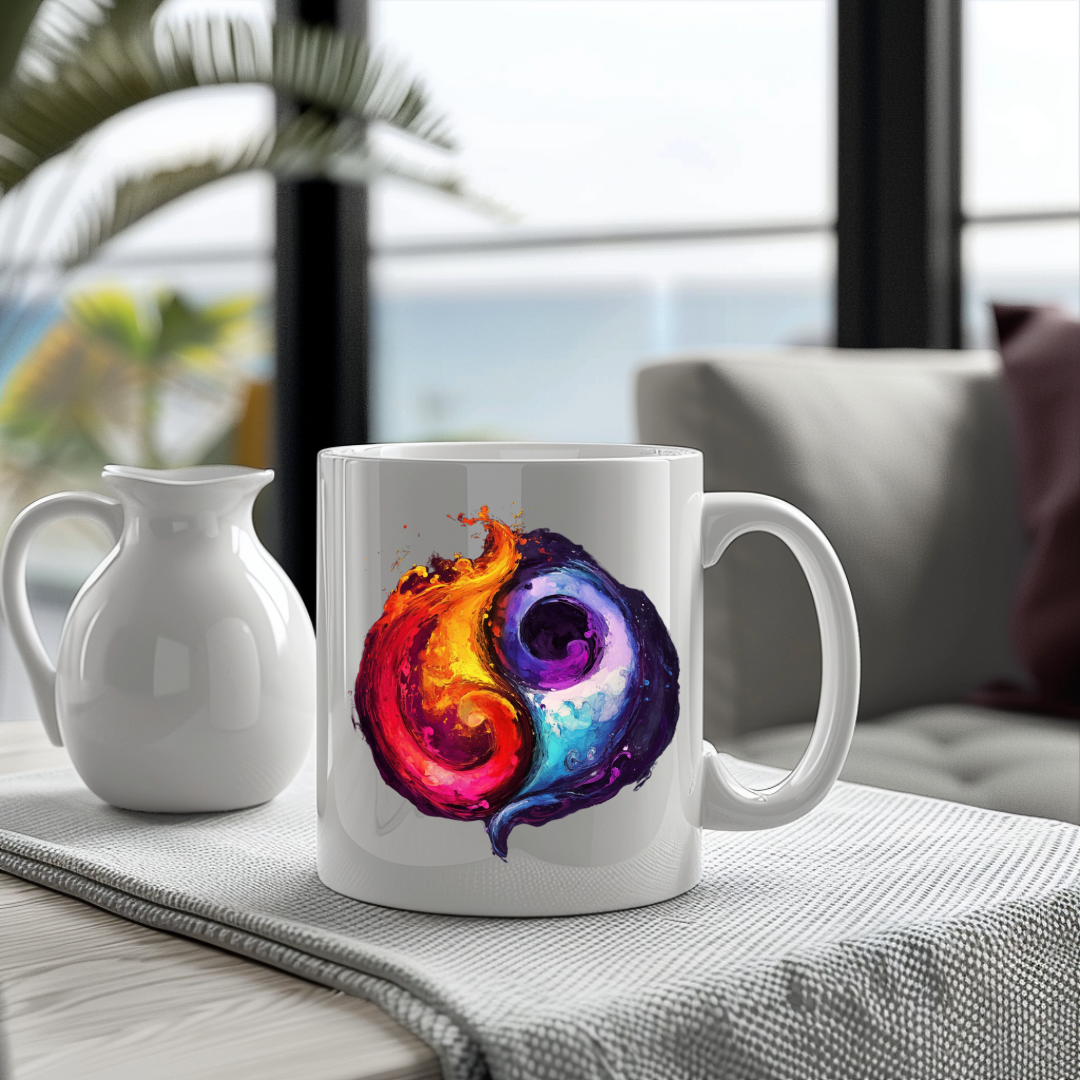 Moderne spirituelle Tasse mit Energie-Design – ideal für Achtsamkeit & Selfcare