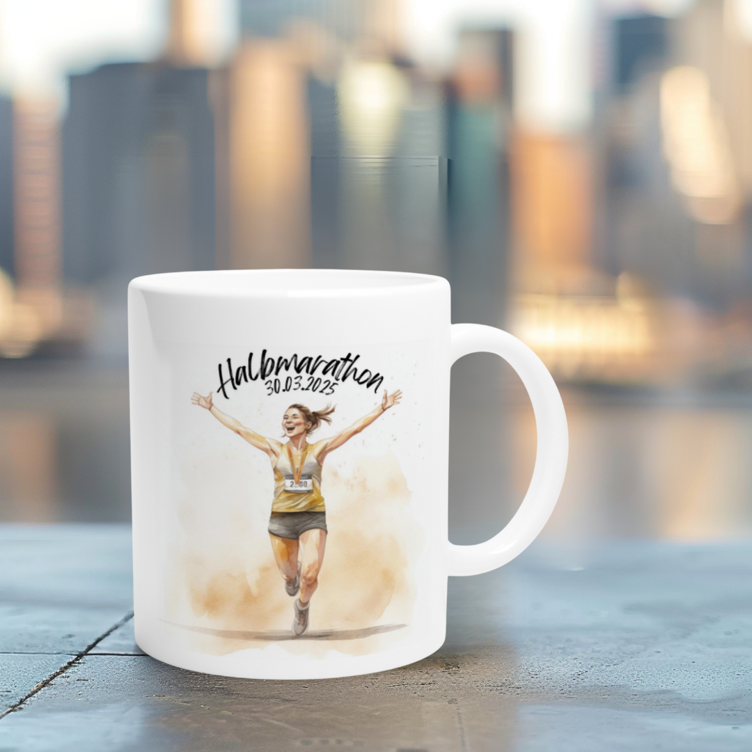 Sportliche Geschenkidee für Halbmarathon-Finisherinnen – individuell bedruckt