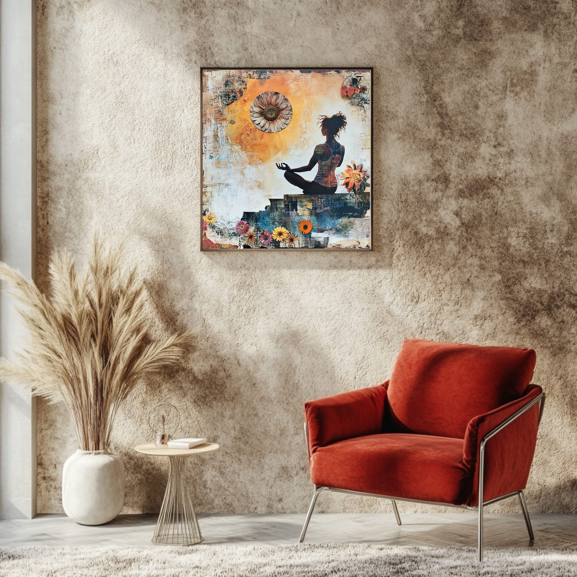 Spirituelles Poster mit Achtsamkeitsmotiv und moderner Textur