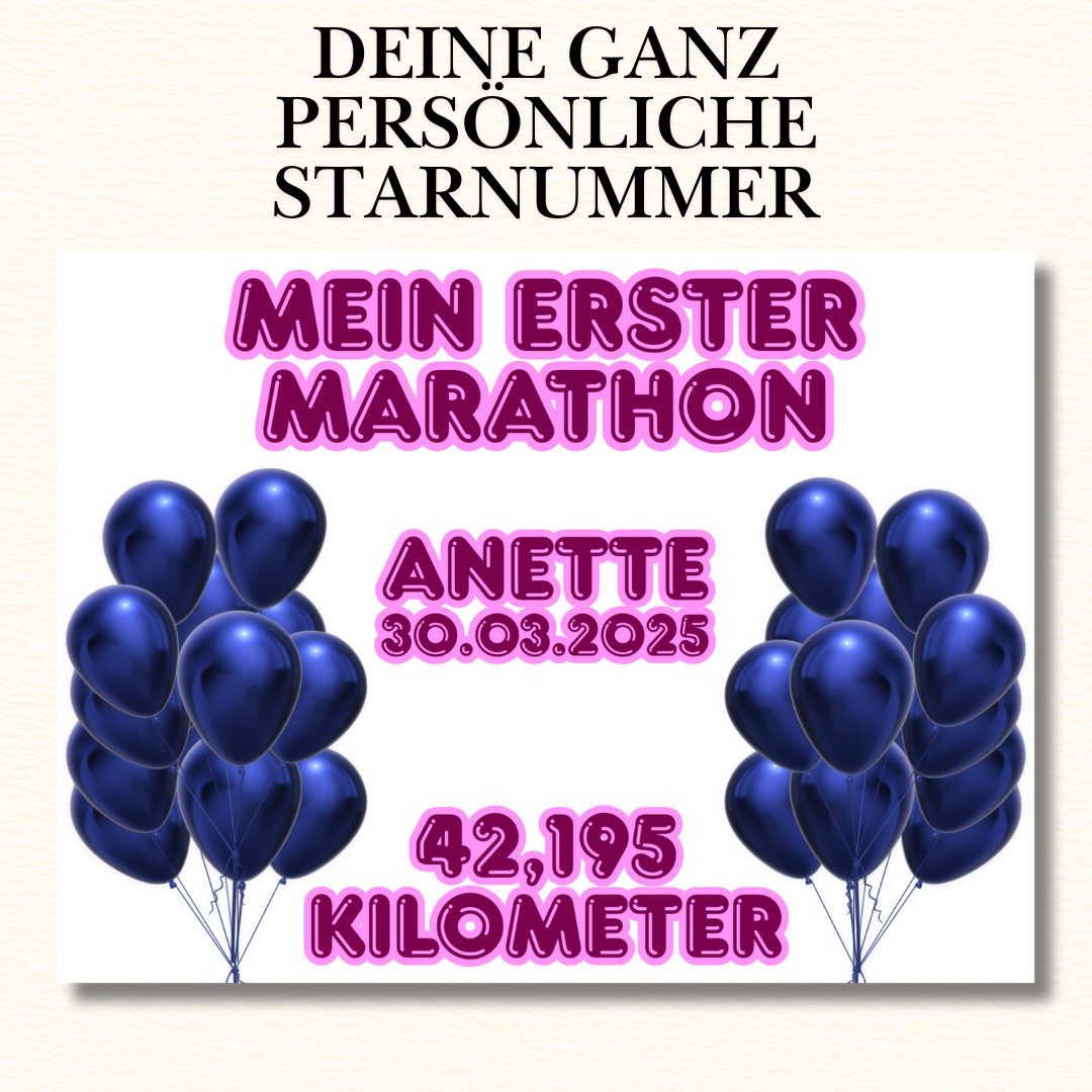 Startnummer zum ersten Marathon mit Namen und Datum