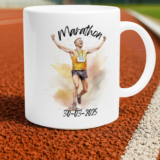 Geschenkidee für Marathonläufer – Tasse mit Datum 