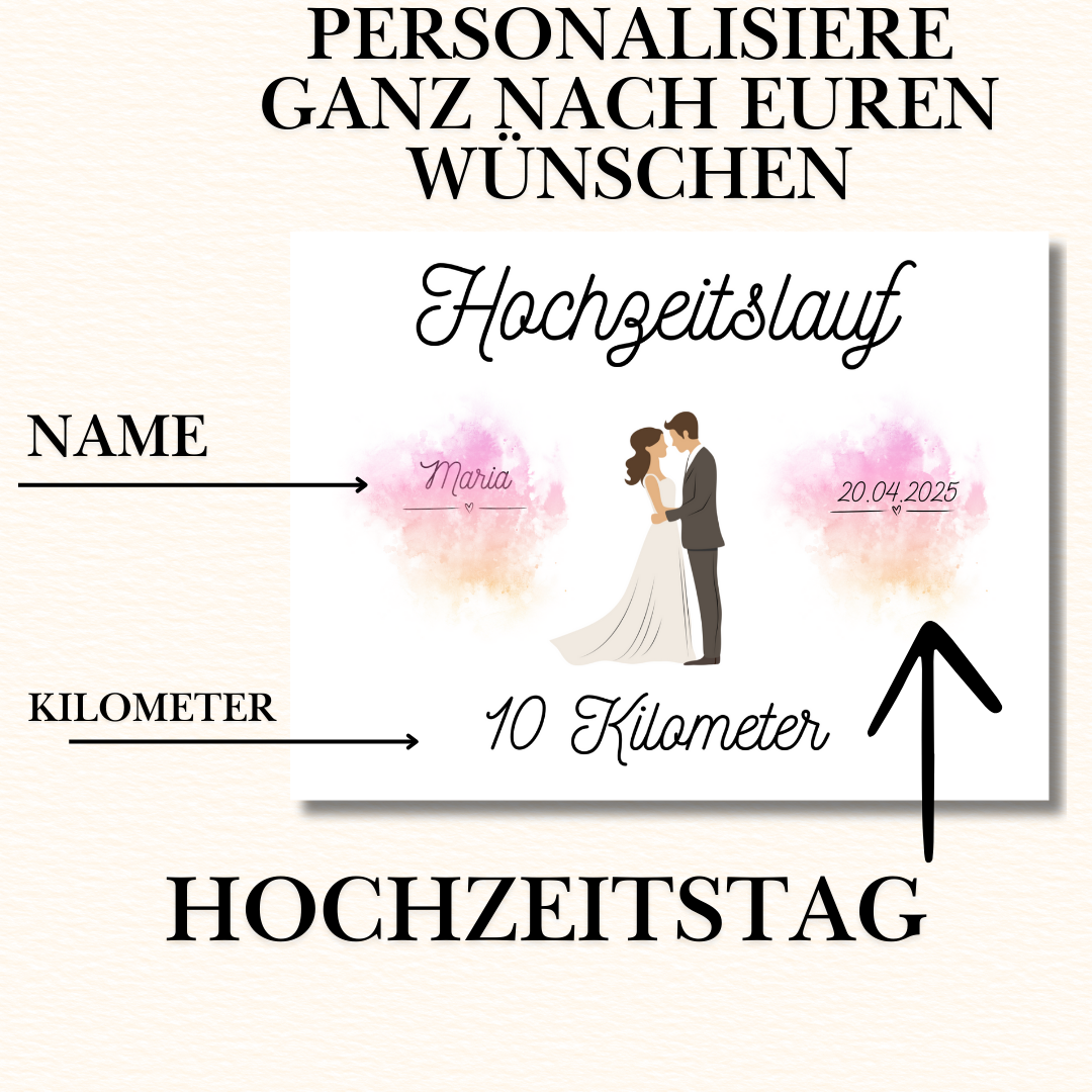 Startnummer Hochzeit individuell gestaltet mit zartem Farbverlauf