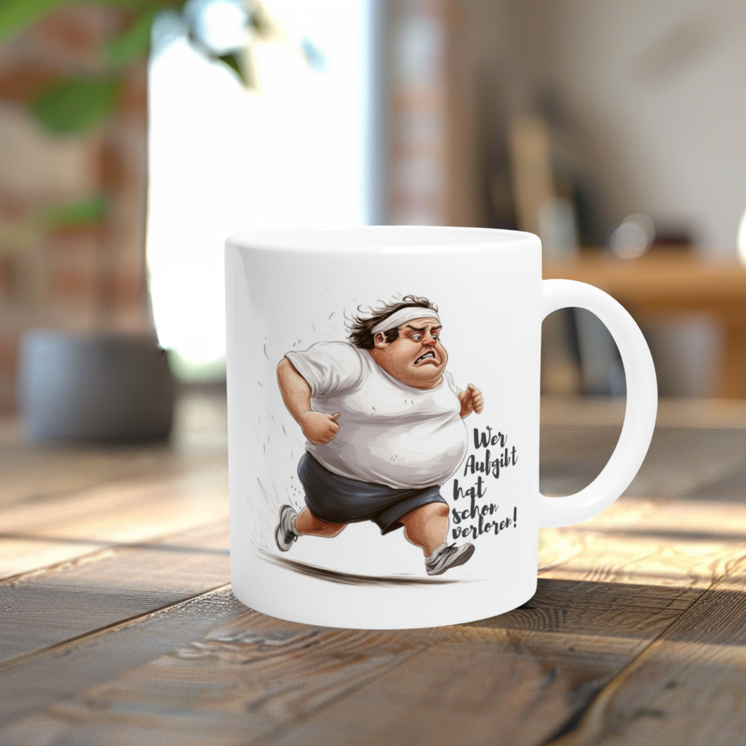 Tasse mit sportlichem Comic-Jogger – Training Motivation
