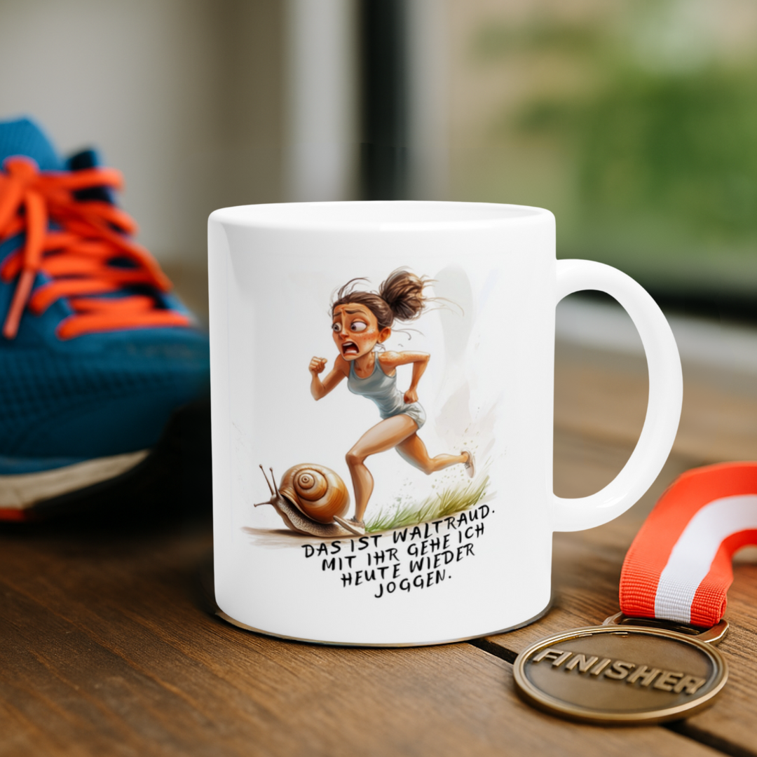 Tasse für Joggerin mit Witz – perfekte Motivation zum Laufen