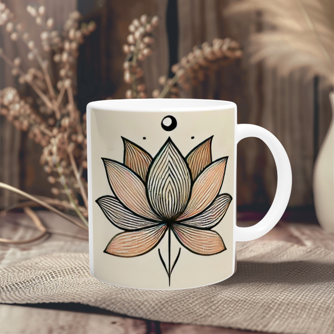 Spirituelle Tee- oder Kaffeetasse mit feinem Mandala-Charakter
