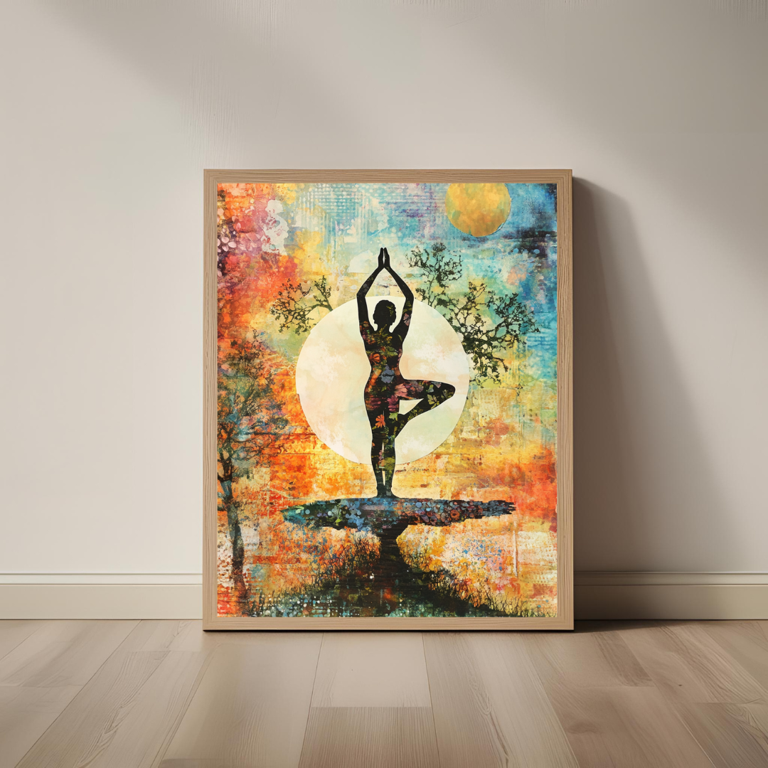 Kunstvolle Yoga-Illustration als digitaler Sofort-Download
